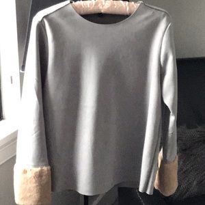 suede and fur top